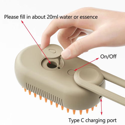 3-in-1 Electric Steamy Pet Brush – Dog & Cat Grooming, Detangling, Shedding & Massage Tool