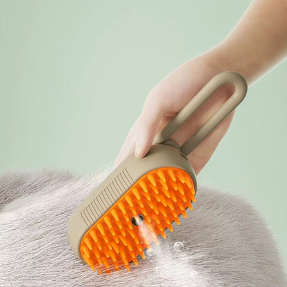 3-in-1 Electric Steamy Pet Brush – Dog & Cat Grooming, Detangling, Shedding & Massage Tool