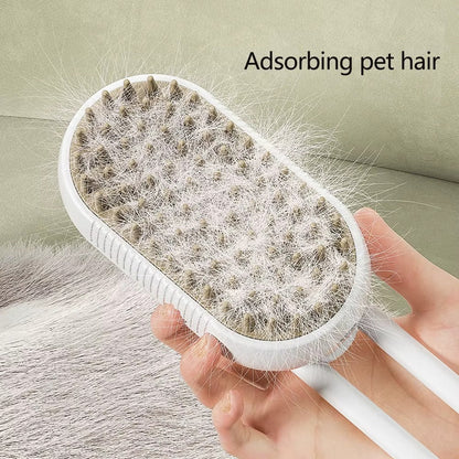 3-in-1 Electric Steamy Pet Brush – Dog & Cat Grooming, Detangling, Shedding & Massage Tool