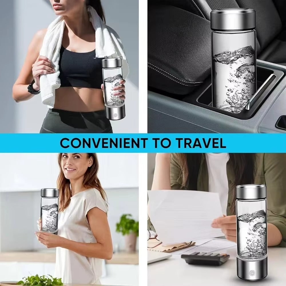 Hydrogen Water Bottle 420ml – Portable Hydrogen Rich Water Generator with USB Rechargeable Electrolysis Technology