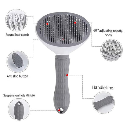 Self Cleaning Pet Grooming Brush – Cat & Dog Hair Remover