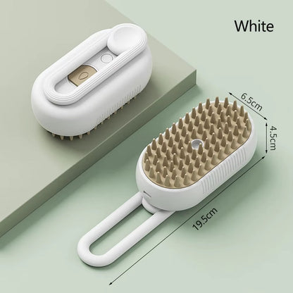 3-in-1 Electric Steamy Pet Brush – Dog & Cat Grooming, Detangling, Shedding & Massage Tool