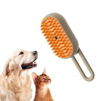 3-in-1 Electric Steamy Pet Brush – Dog & Cat Grooming, Detangling, Shedding & Massage Tool