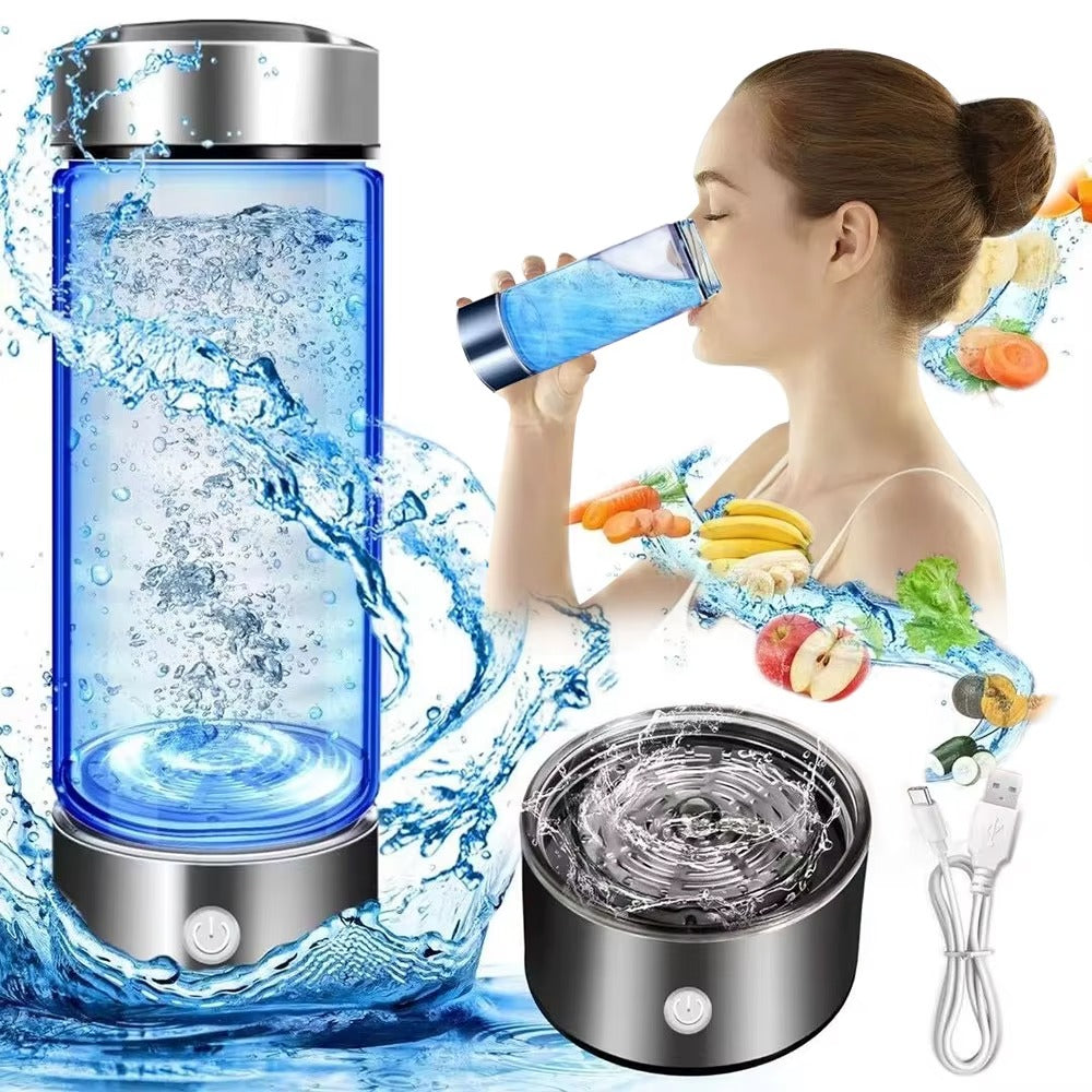 Hydrogen Water Bottle 420ml – Portable Hydrogen Rich Water Generator with USB Rechargeable Electrolysis Technology