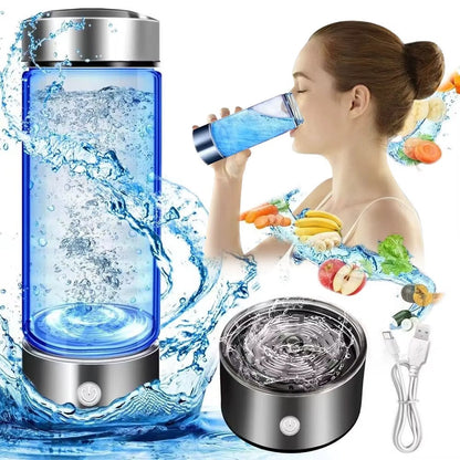 Hydrogen Water Bottle 420ml – Portable Hydrogen Rich Water Generator with USB Rechargeable Electrolysis Technology