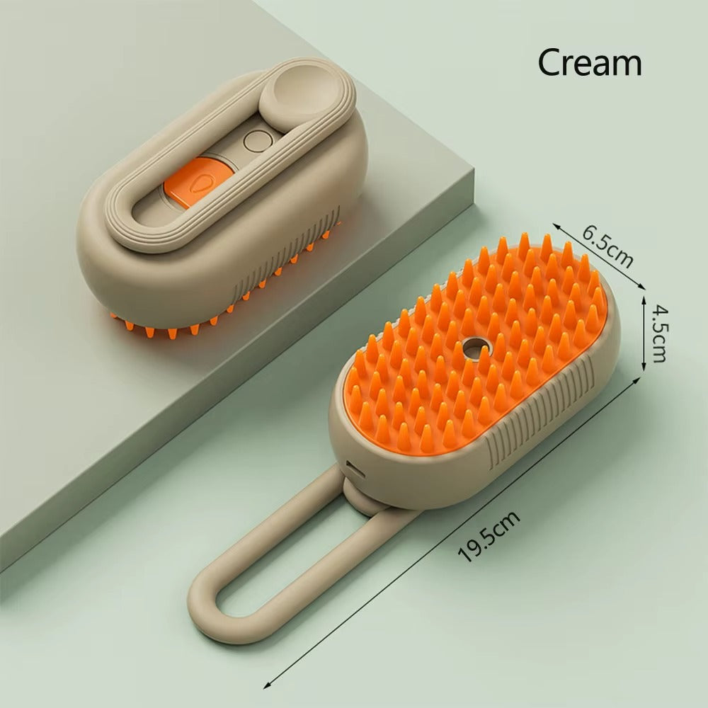 3-in-1 Electric Steamy Pet Brush – Dog & Cat Grooming, Detangling, Shedding & Massage Tool